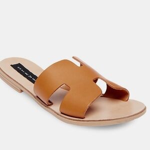 Steve Madden Grady Flat Sandal Slide Tan Leather
